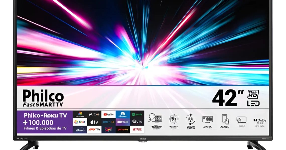 Smart TV LED 42'' PTV42G6FR2CPF Roku Dolby Audio Preta Philco - imagem 1
