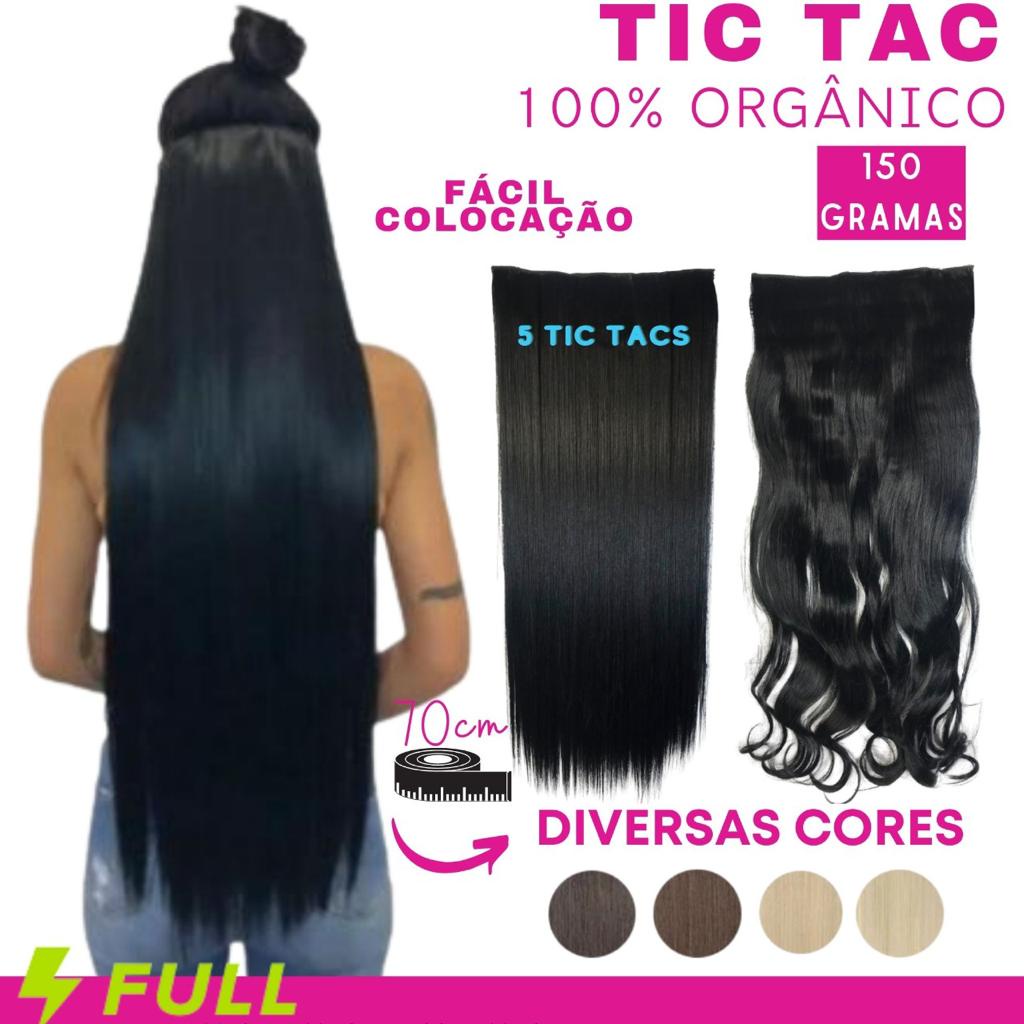 Cabelo Aplique Tic Tac Orgânico 70cm Idêntico Ao Humano 150g
