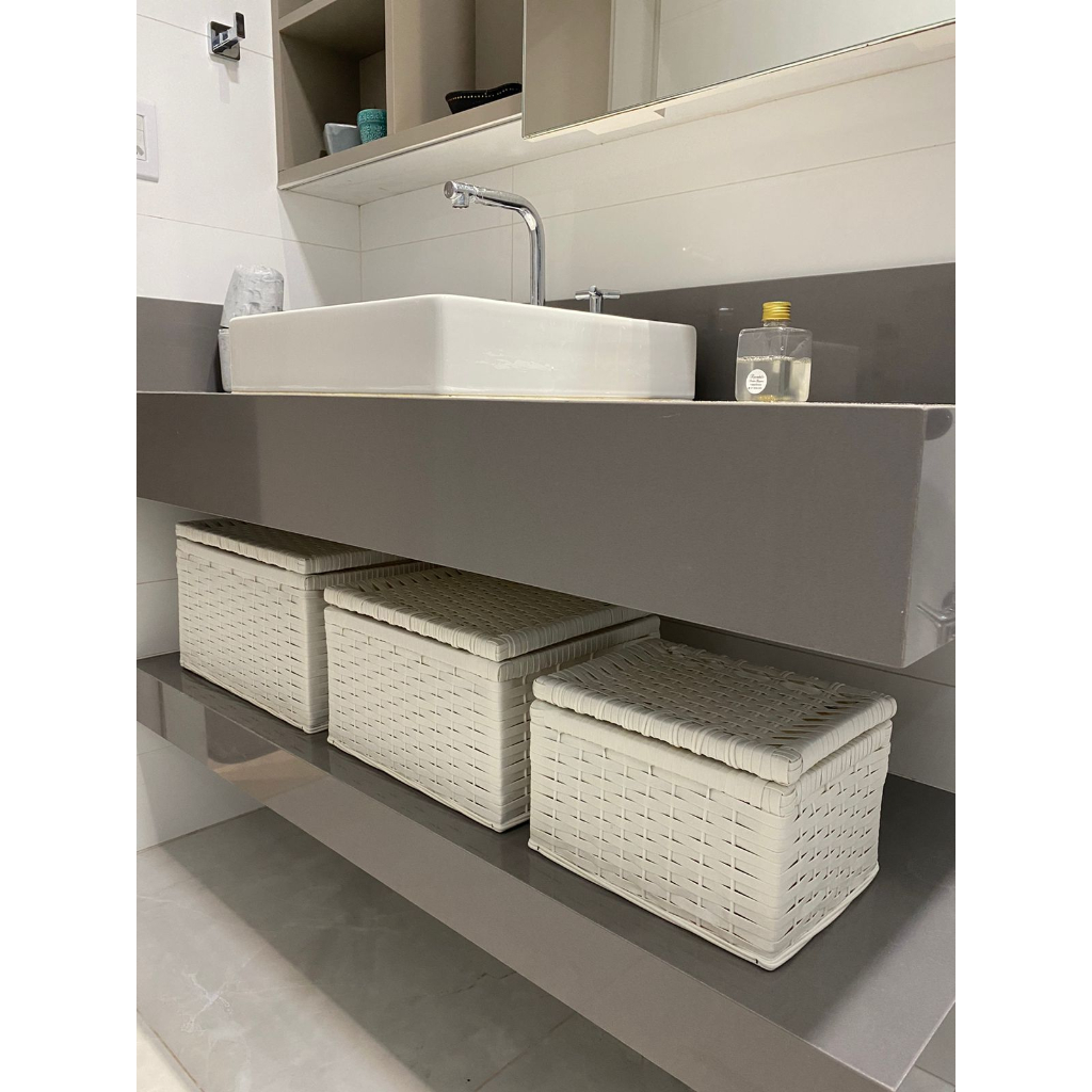 Kit Baús Organizadores Multiuso Em Fibra Sintética - P/M/G