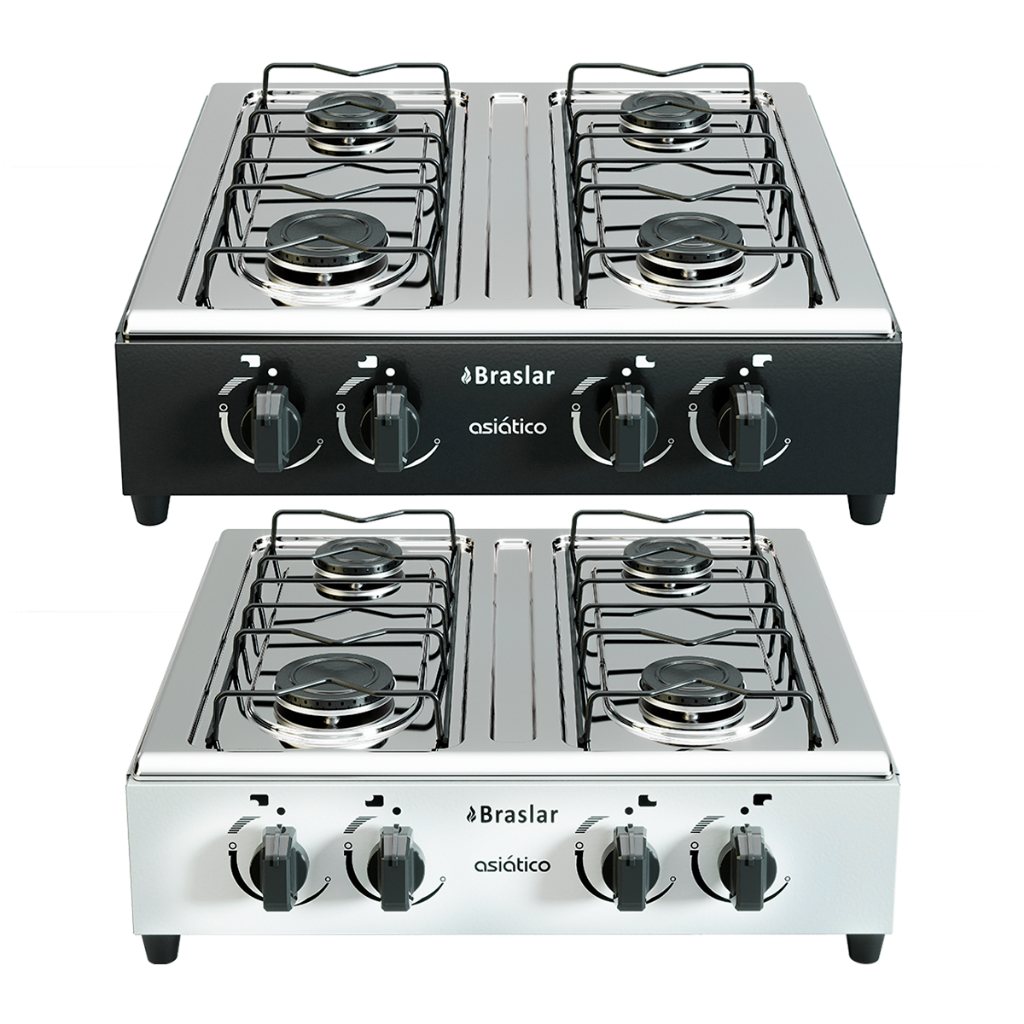 Fogão Cooktop De Mesa Portátil A Gás 4 Bocas Braslar