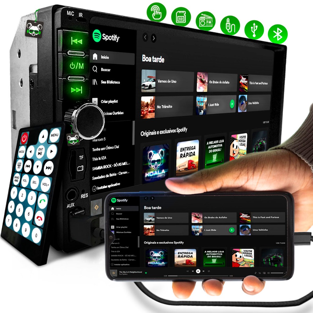 Central Multimídia Universal 2 Din Mp5 Espelhamento Android Ios Bluetooth Som Automotivo