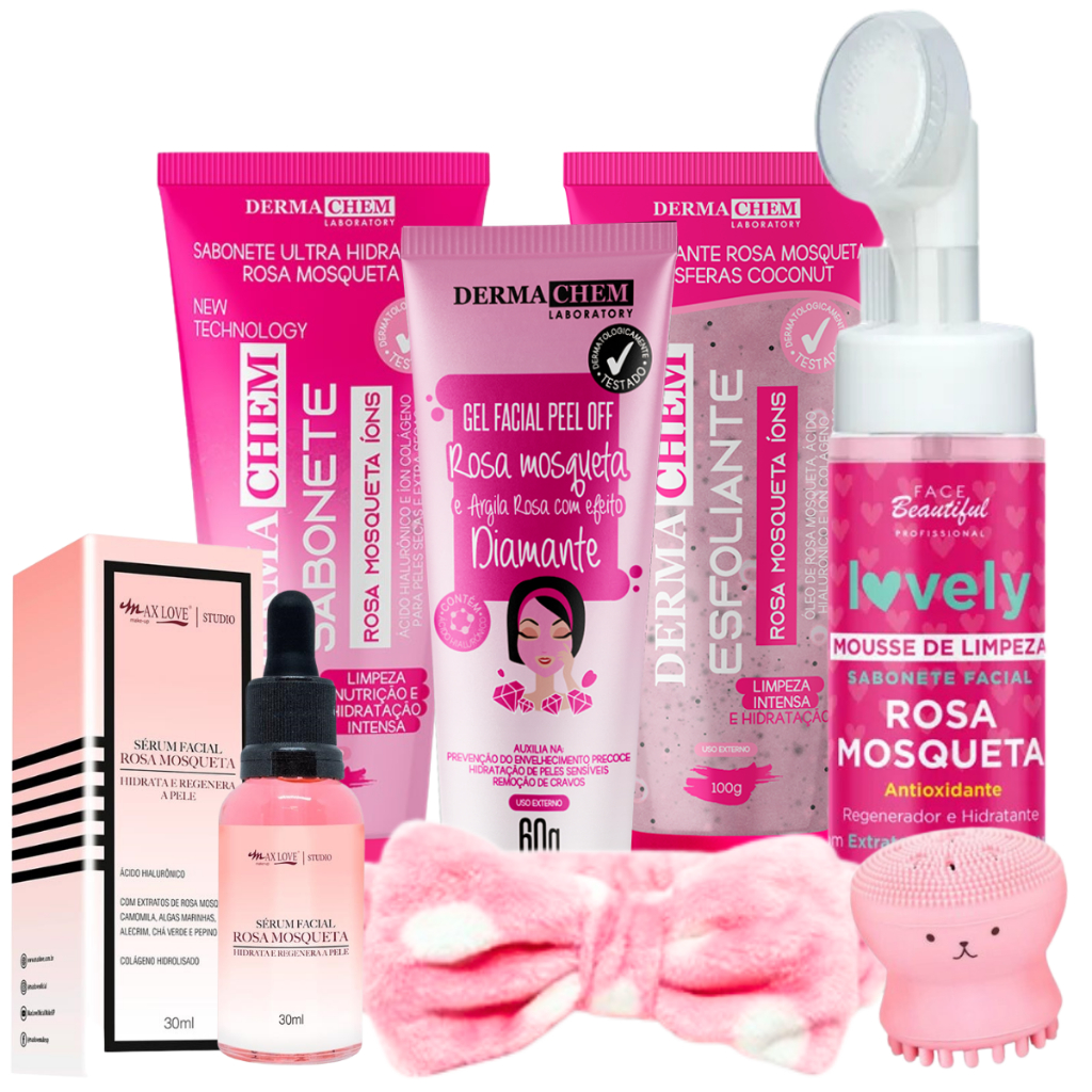 kit limpeza de pele profunda rosa mosqueta skin care completo