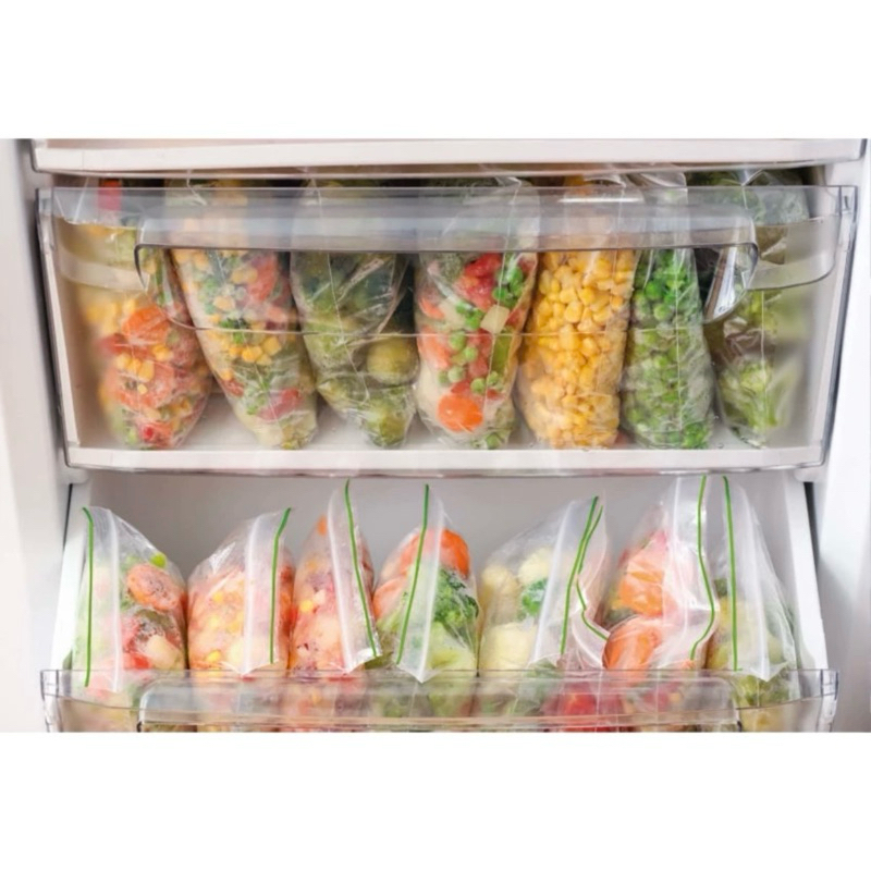 Kit 50~100 Sacos para armazenar alimentos Reutilizável Congelador zip lock herméticos