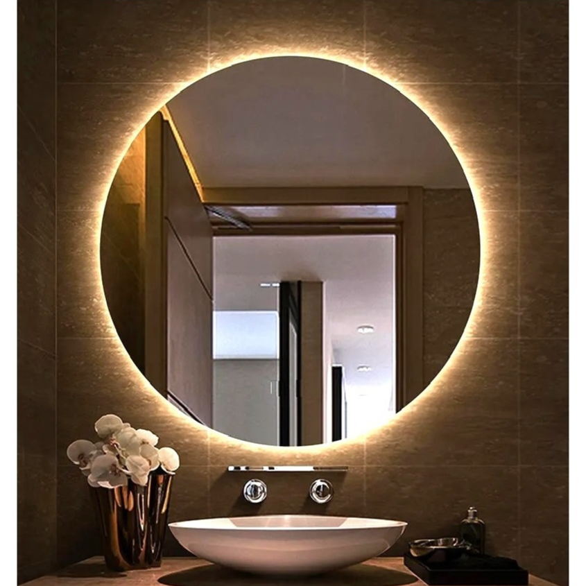 Espelho de LED SEM FIO Redondo Grande Decorativo Banheiro Decoração Lavabo Parede
