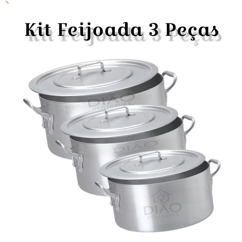 kit panela feijoada de alumínio 3 peças