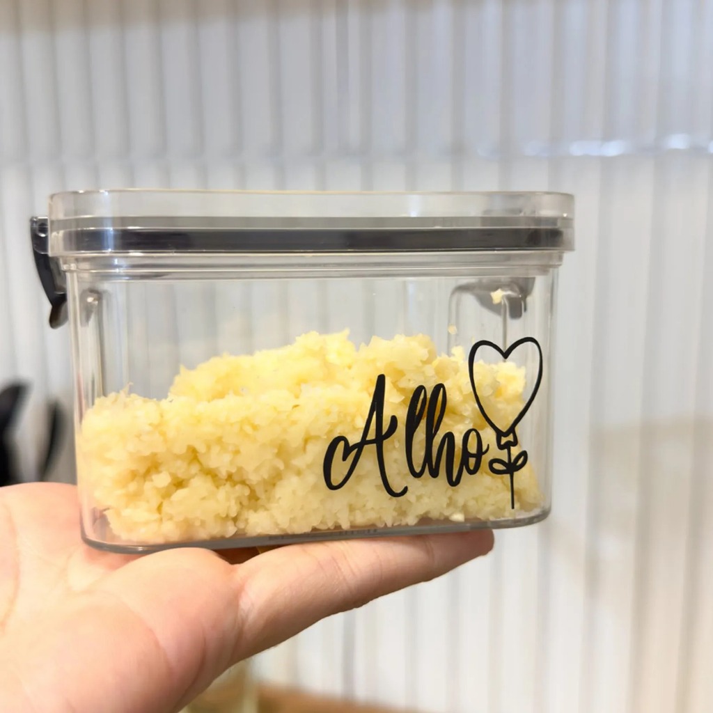 Porta-alho coração flutuante - pote para alho - porta-cebola - porta-molho de tomate - cozinha- porta-tempero