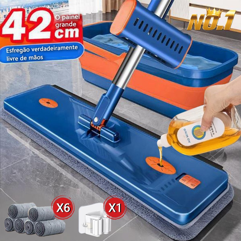 KIT 9 Conjunto De Esfregão E Balde Dobrável De Microfibra Com Raspador De Desaguamento S10