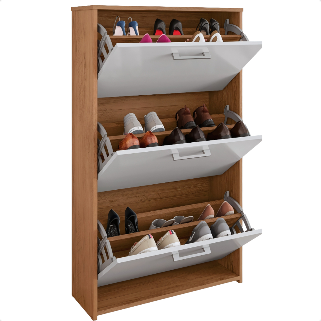 Sapateira Organizadora 3 Portas Armário Multiuso para Hall Entrada Quarto Sala Estante Moderna