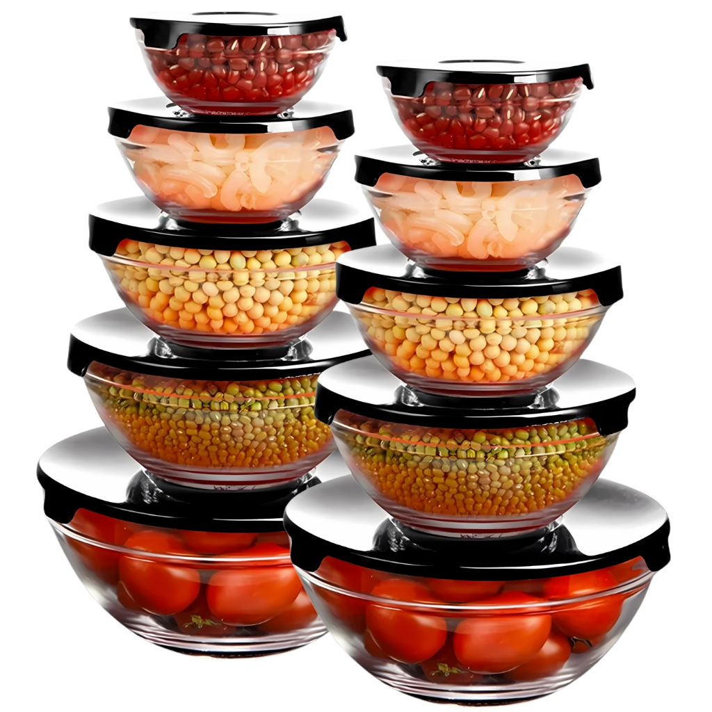 Conjunto Tigela Vidro Bowl Marmita Tampa 5 Peças