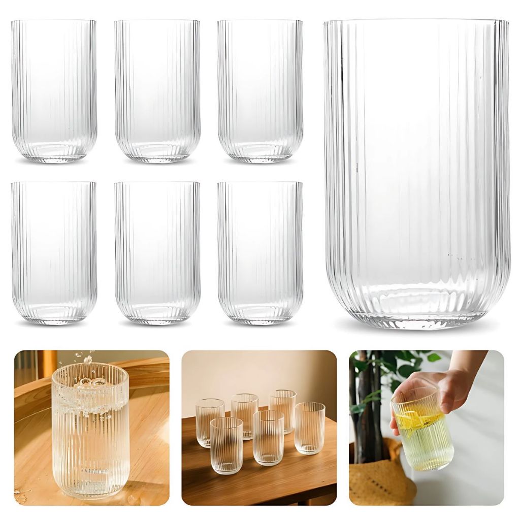 Jogo Copos Canelado e Taças Versalhes Clear Jogo Com 6 ou 12 Peças