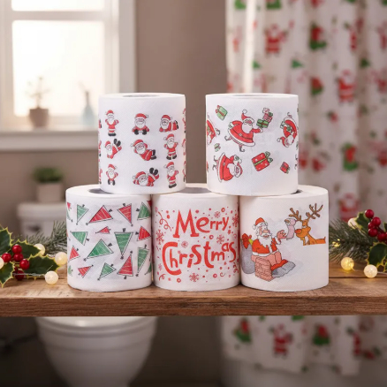 Kit Papel Higiênico Decorado Com Papai Noel