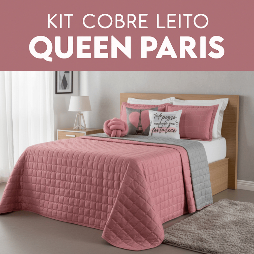 Kit Cobre Leito Dupla Face Paris Queen 08 Peças Original