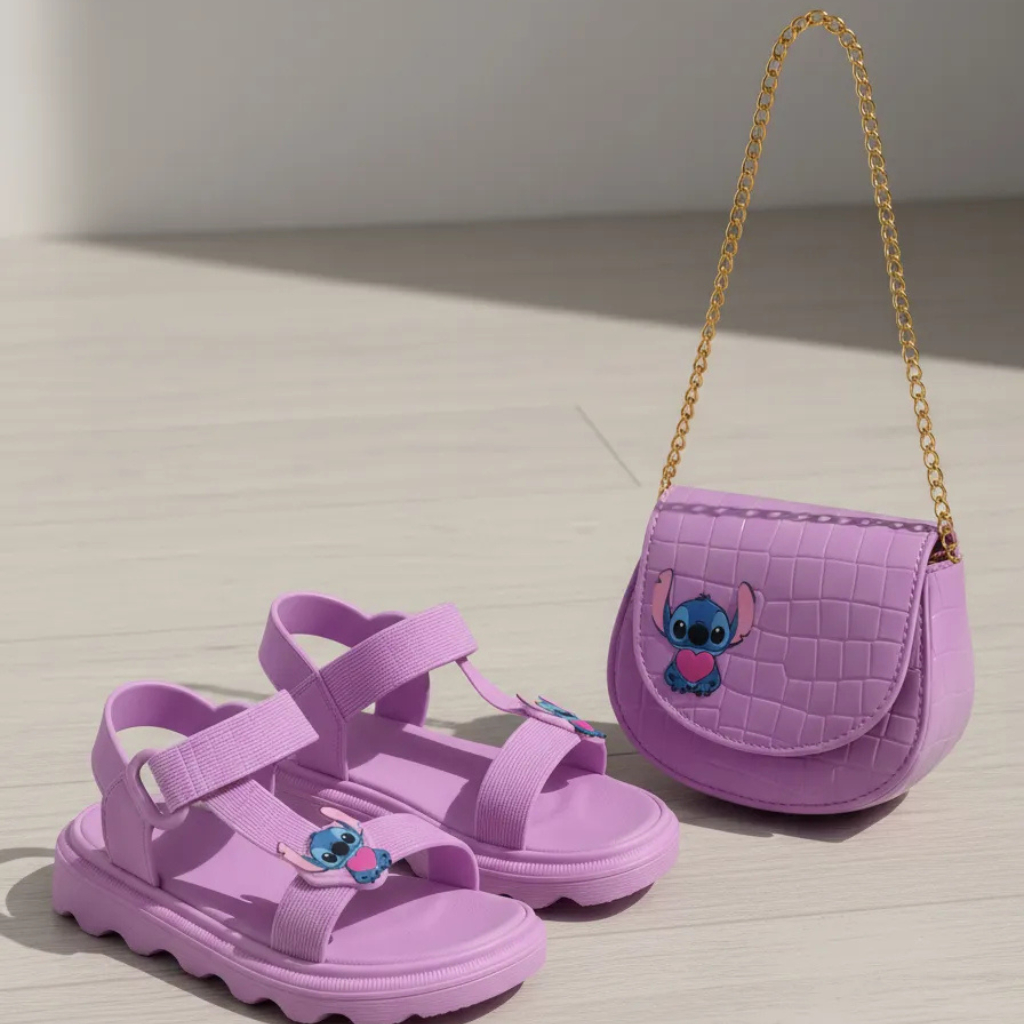 Sandália Infantil Menina Confortável Com Bolsinha Elegante Estilosa