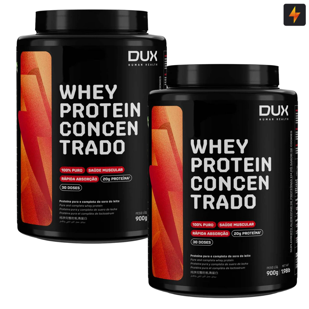 Kit 2x Whey Protein Concentrado 900g Dux Nutrition Human Health Original