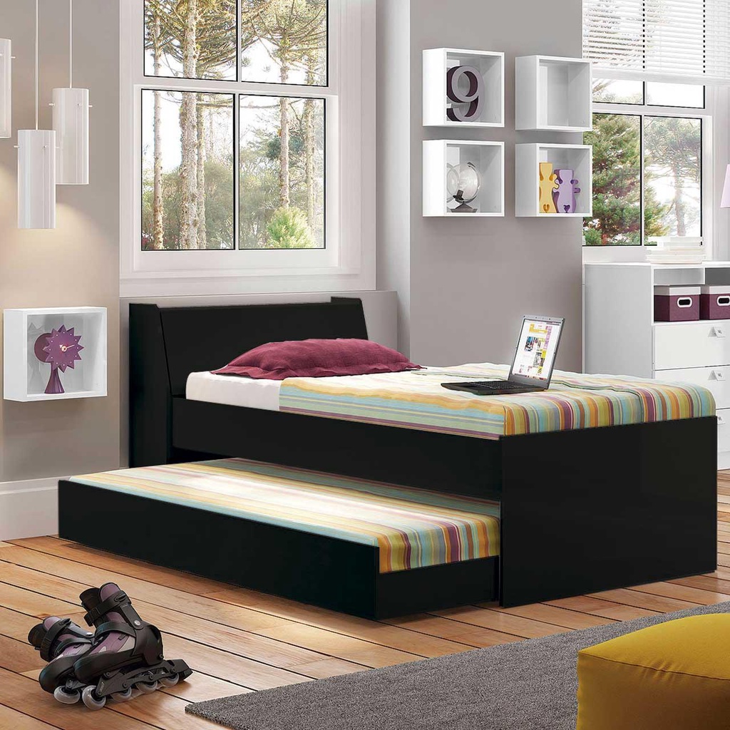 Cama Solteiro Bicama Ditália BB-28 Preto