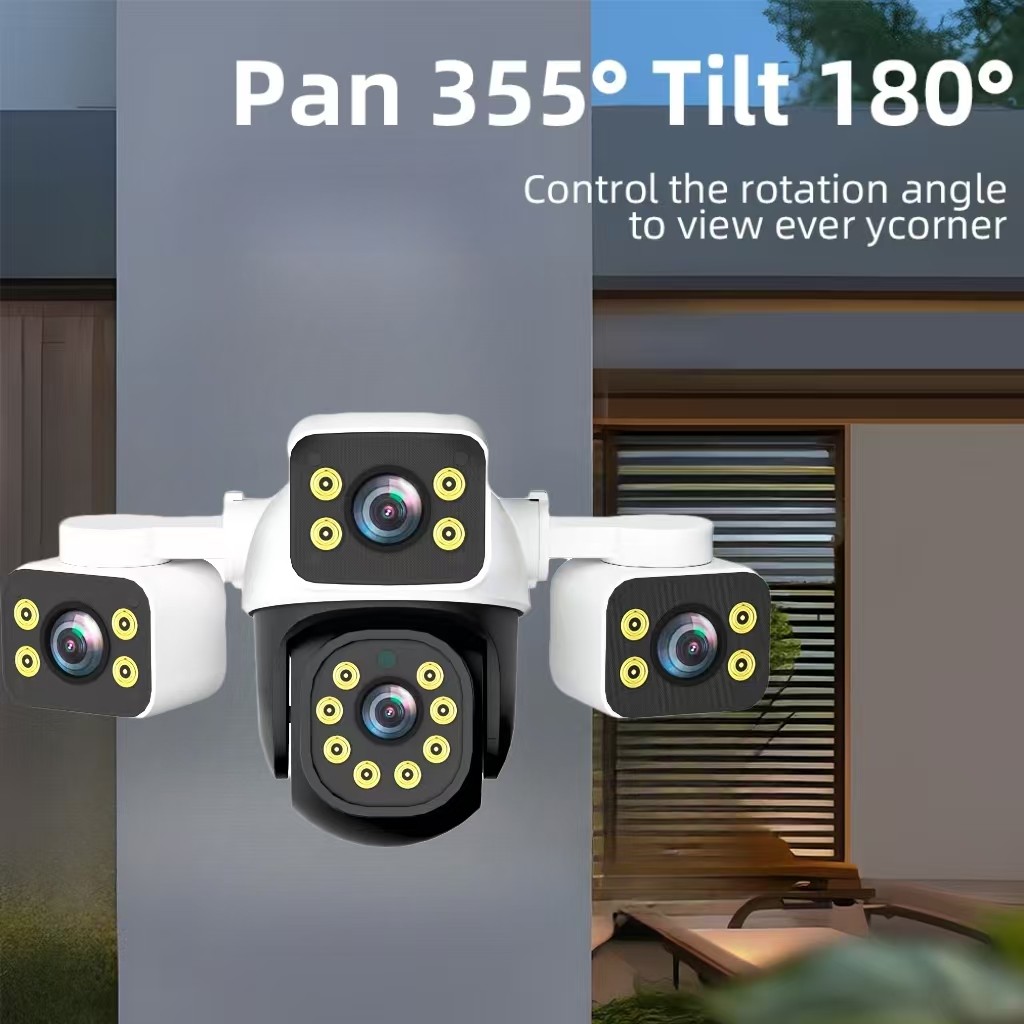 HEBIAN 12MP 3 Lente 3 Tela WIFI Home Outdoor CCTV À Prova D'água 360 Rastreamento De Movimento Cor 10x