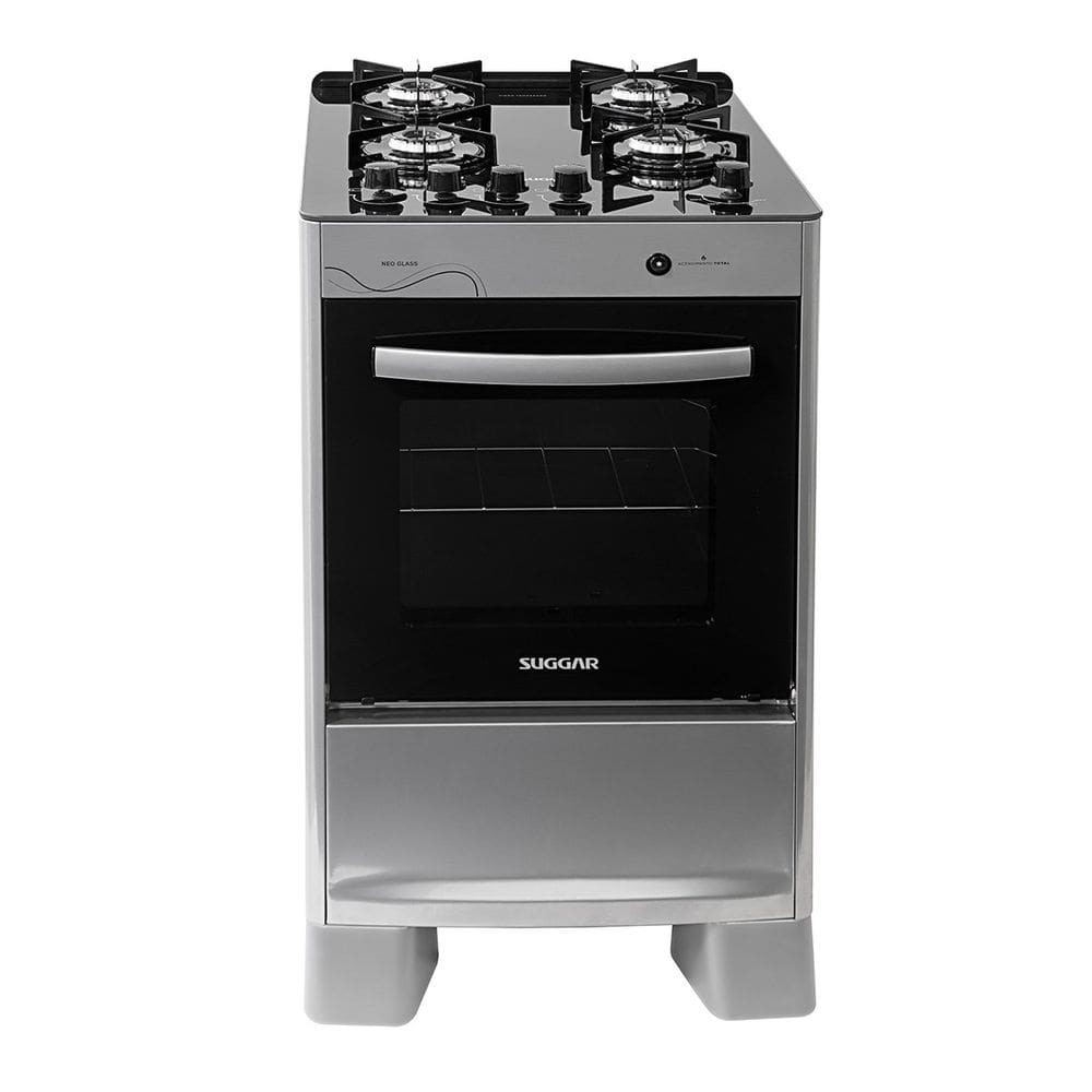 Fogão Suggar Neo Glass 4 Bocas Inox FGVNG410 Bivolt