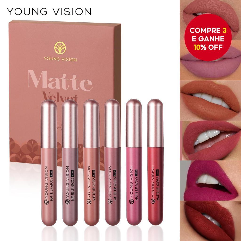 6 Conjunto de batom fosco Brilho labial fosco Veludo Brilho labial fosco à prova d'água Não é