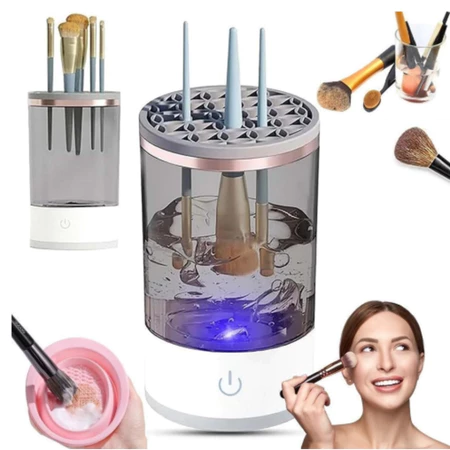 Limpador Pincel Esponja Maquiagem Elétrico USB Automático Lava Seca Armazena Bivolt - imagem 1
