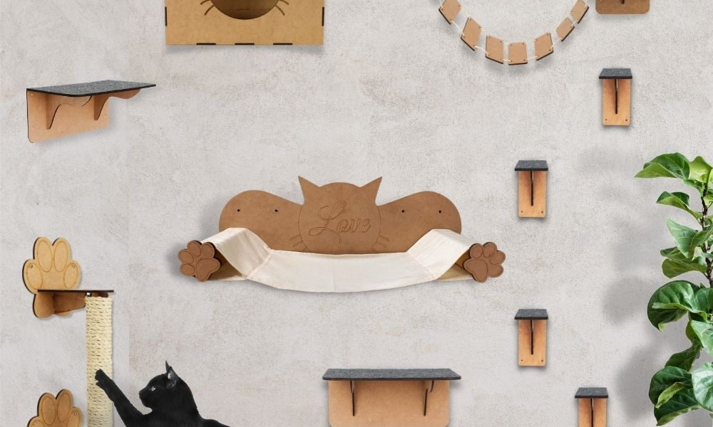 Kits Playground para Gatos Nicho Arranhador ponte degraus prateleiras de parede em mdf