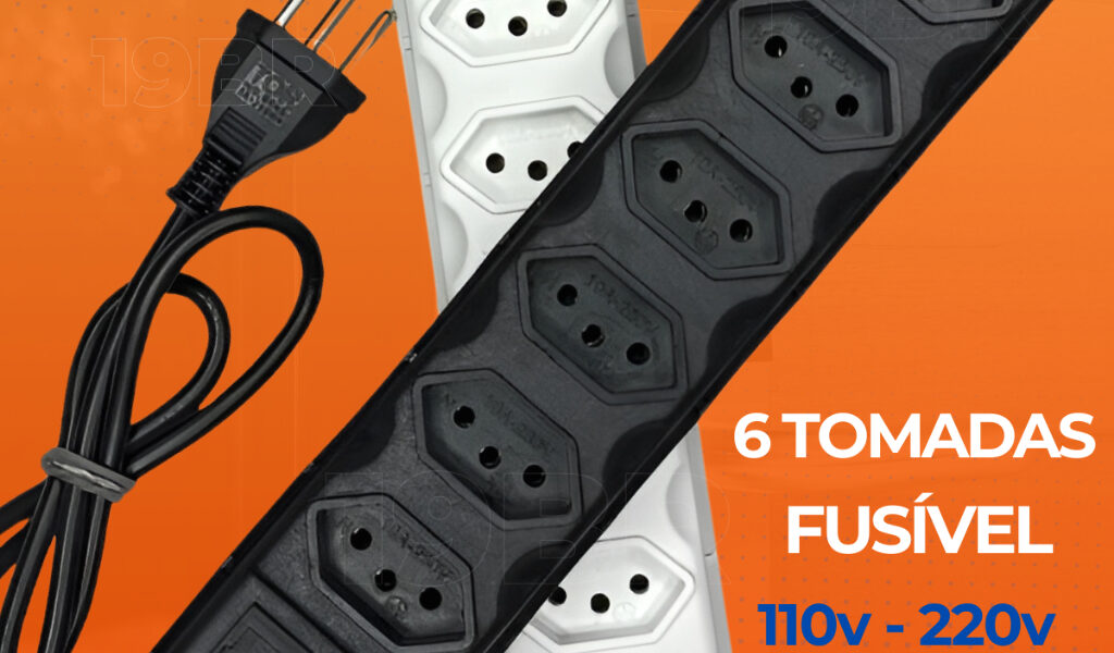 FILTRO DE LINHA RÉGUA DE TOMADAS 6, 5, 4 e 3 tomadas tripolar 10 Amperes com fusível