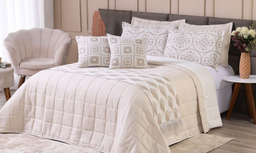 Kit Cobre Leito Casal Queen 6 Peças Thaeme Franja Sem Enchimentos 2,60mx2,50m