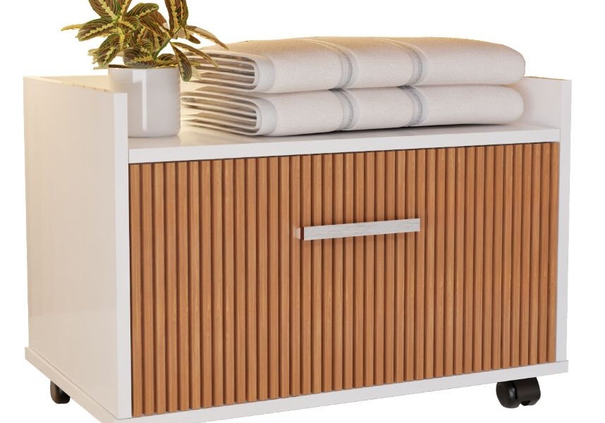 Armário Gabinete Com Gaveta e Rodinhas Para Banheiro Compacto