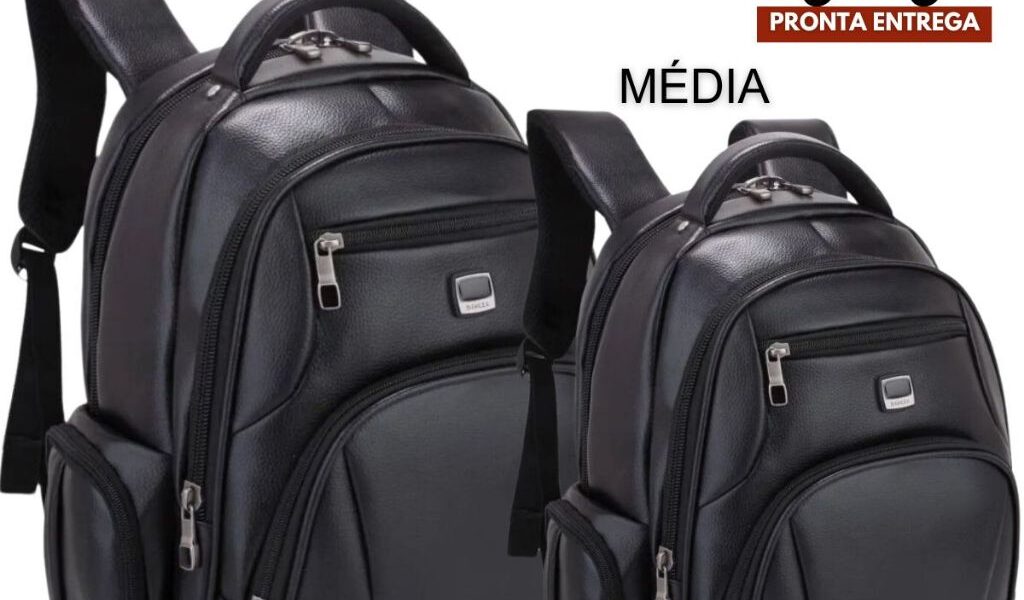 Kit 02 Mochilas Bolsa de Couro Média e Grande Unissex Trabalho Viagem