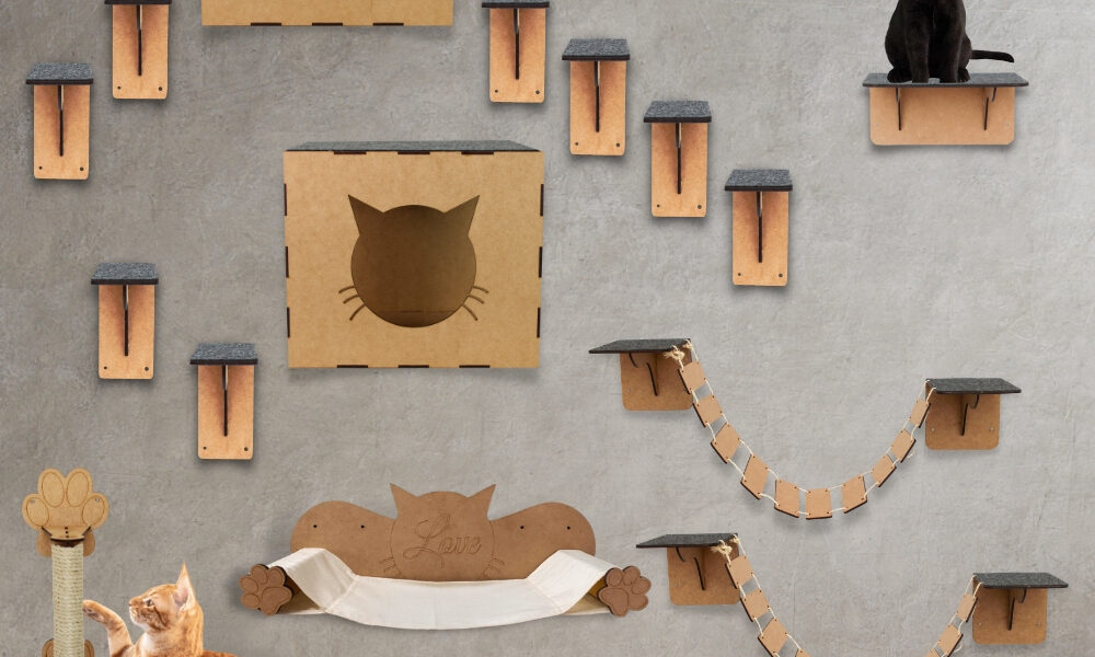 Playground Gatos 7 A 15 peças Prateleiras Circuito Escada Gatil Mdf Nicho Arranhador Cama Ponte Pet