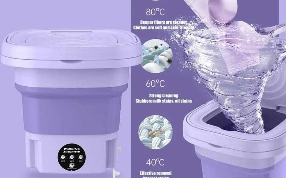 Mini Máquina de Lavar Roupas Centrifuga Dobrável Portátil Moderna Para Roupas Pequena Envio Imediato