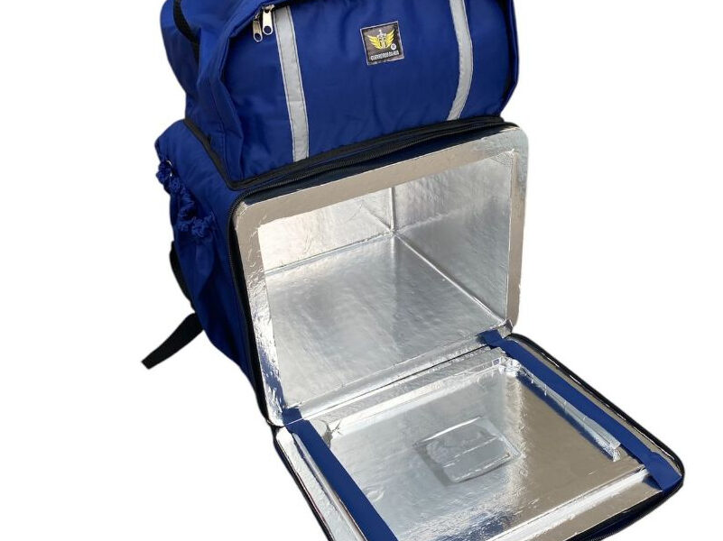 MOCHILA bag isobag entregador térmica motoboy pizza lanche entregas isopor 45litros laminada