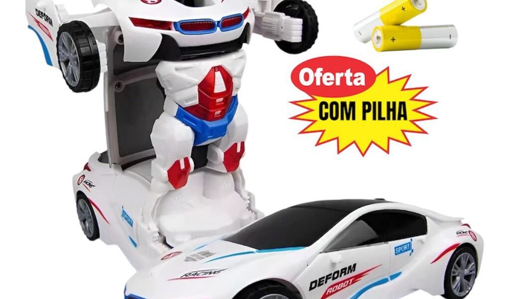 Carrinho Transformes Robô 2 em 1 Brinquedo Infantil Eletrônico Com Luz e Som Automáticos