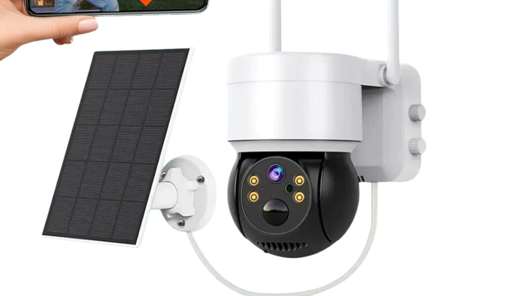 Câmera HD WiFi PTZ Solar Sem Fio Externa Bateria Embutida