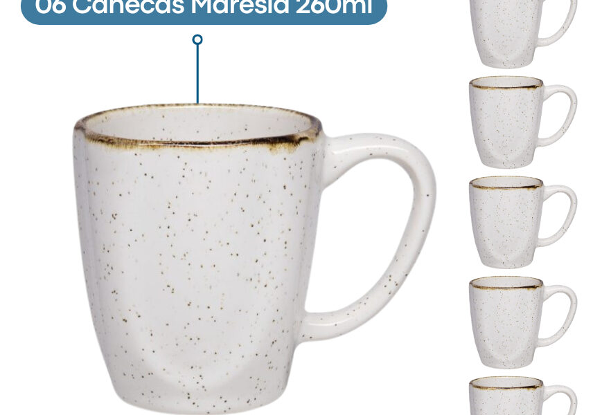 Jogo 6 Canecas Café Chá Ryo Maresia 260ml Oxford Porcelanas