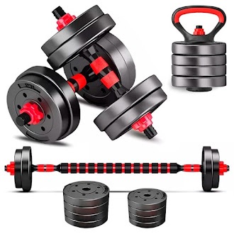 Kit Halteres Barras Kettlebell Peso Musculação 6 em 1 Consport 10kg