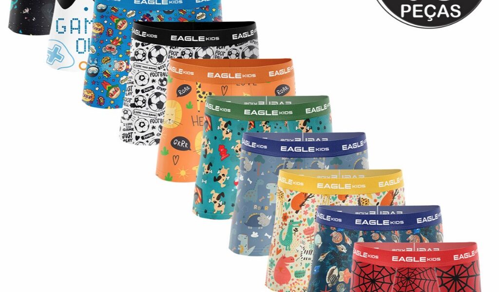 KIT 10 CUECAS INFANTIL BOXER POLIESTER - SORTIDO