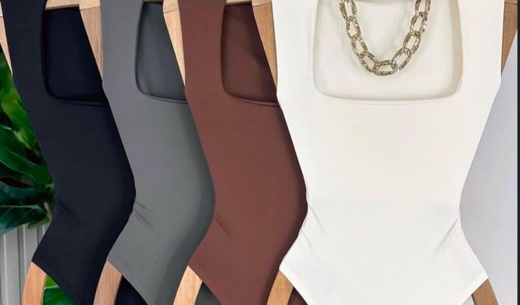 Body Collant Feminino Regata Blusa Decote Quadrado Com Forro Estilo Blogueira