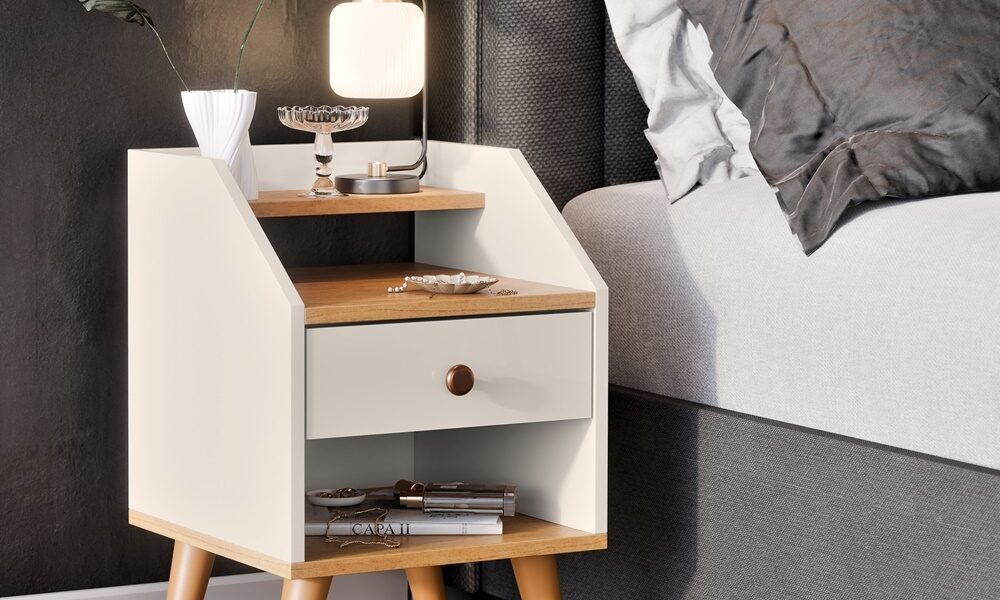 Mesa De Cabeceira Para Quarto Pés Retro Criado 1 Gaveta Cores