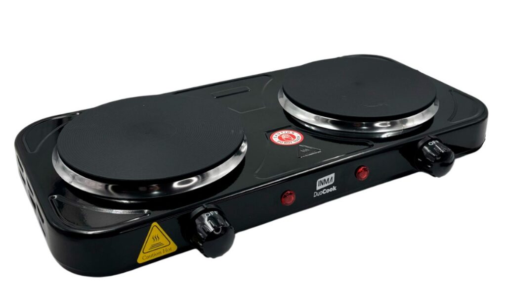 Fogão Elétrico Portátil 2 Bocas Cooktop de Mesa Inox com Controle de Temperatura 1000W/2000W