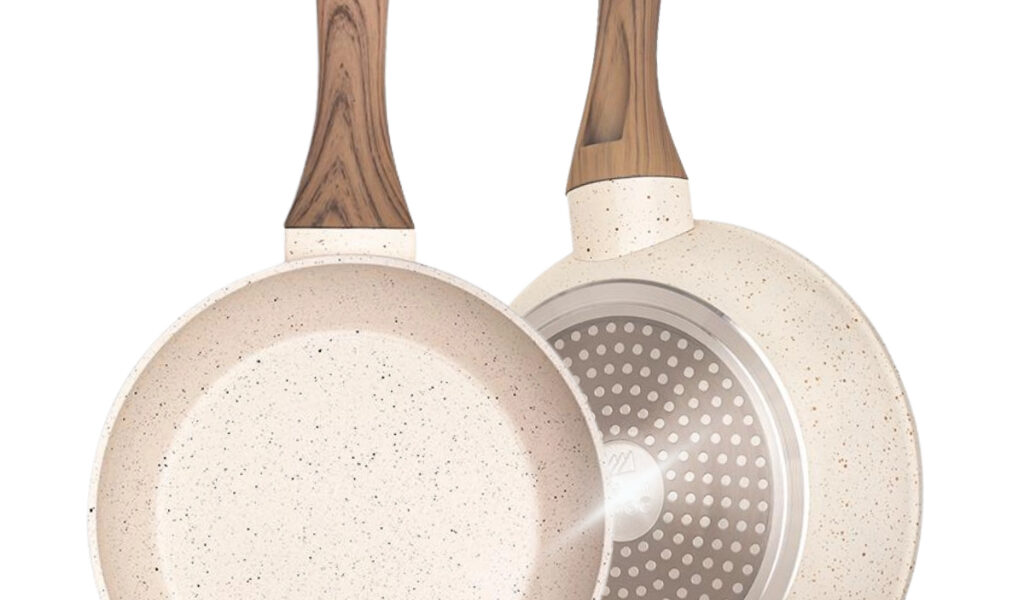 Frigideira Antiaderente Não Usa Óleo Cerâmica Vanilla Cream Branca Bege Fundo Triplo Premium Indução