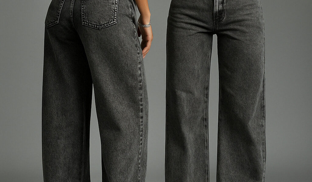 Calça Jeans Feminina Wideleg Pantalona Grafite Marmorizada 34 Ao 44