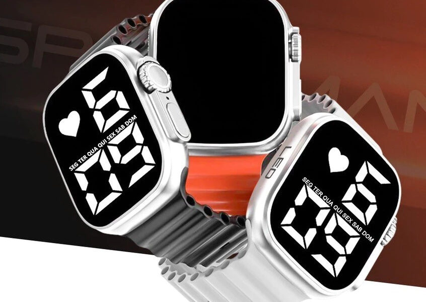 kit 1/3 Relógios Esporte Led digital à prova d'agua unissex (P9)