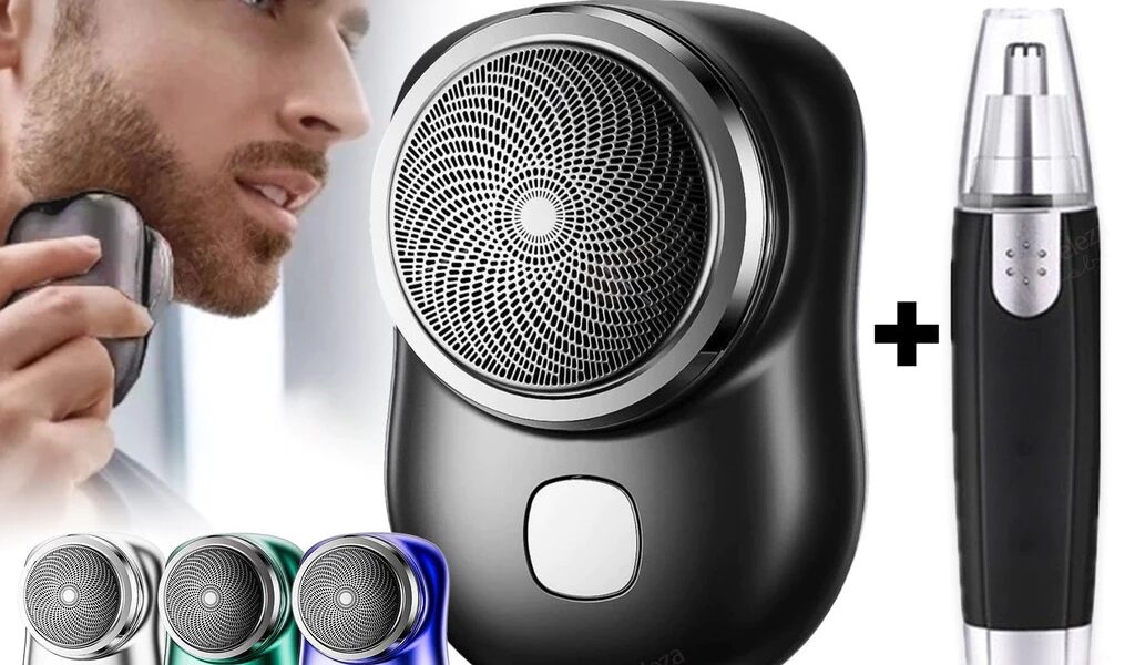 Kit Mini Barbeador EléTrico PortáTil À Prova D'áGua TIPO-C Aparador De Barba De Bolso