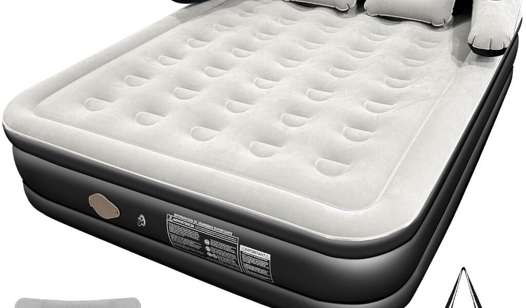 Colchão Inflável Queen com Encosto e Bomba Elétrica Embutida 203x152x46cm