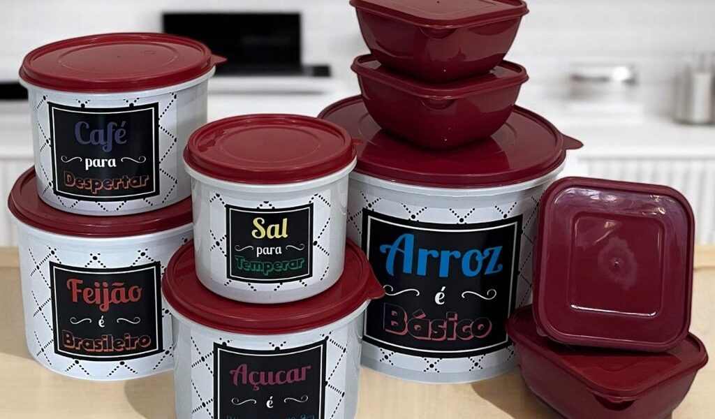 Kit 9 Potes 5 Mantimentos LINHA ECONÔMICA + 4 Marmitas Quadradas 500 ml Vasilhas Herméticas