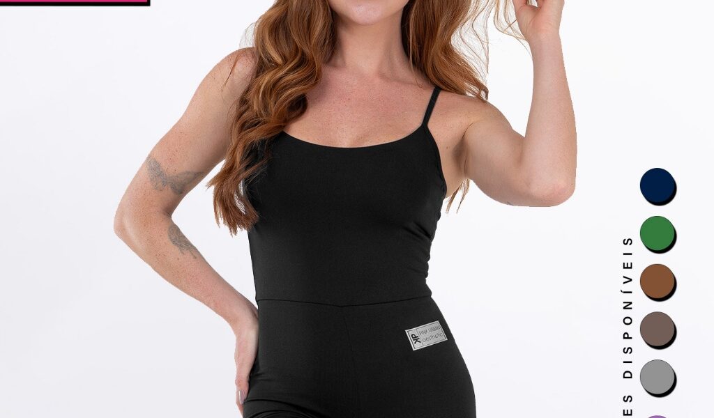 Macaquinho Fitness Blackout Alcinha Slim Sem Transparência Academia Macacão Crossfit
