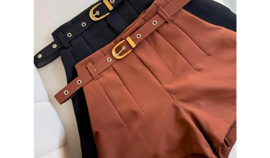 Short Alfaiataria Feminino Com Cinto Forrado