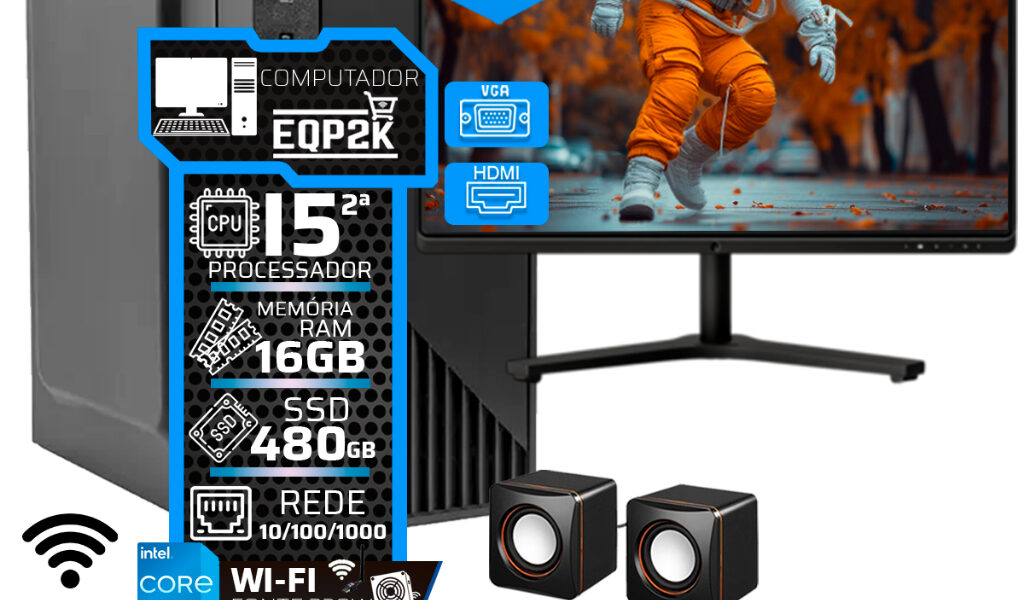 Computador Intel I5 Ssd 480gb 16gb Memória Ram Monitor 20