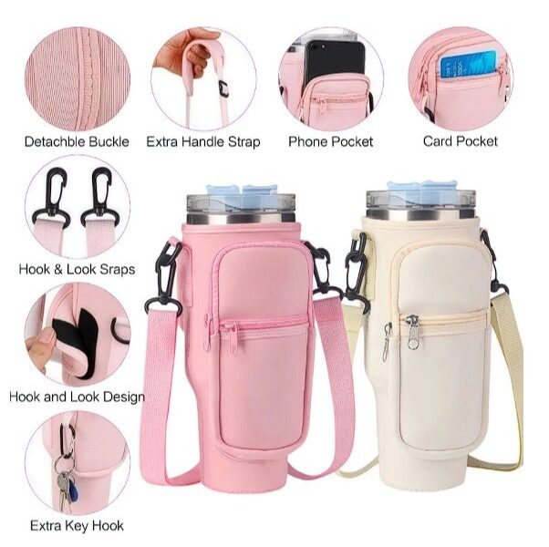 Bolsa Porta Copo Garrafa Bag Capa Telefone Celular Alça Transporte Compatível Com Copo Stanley