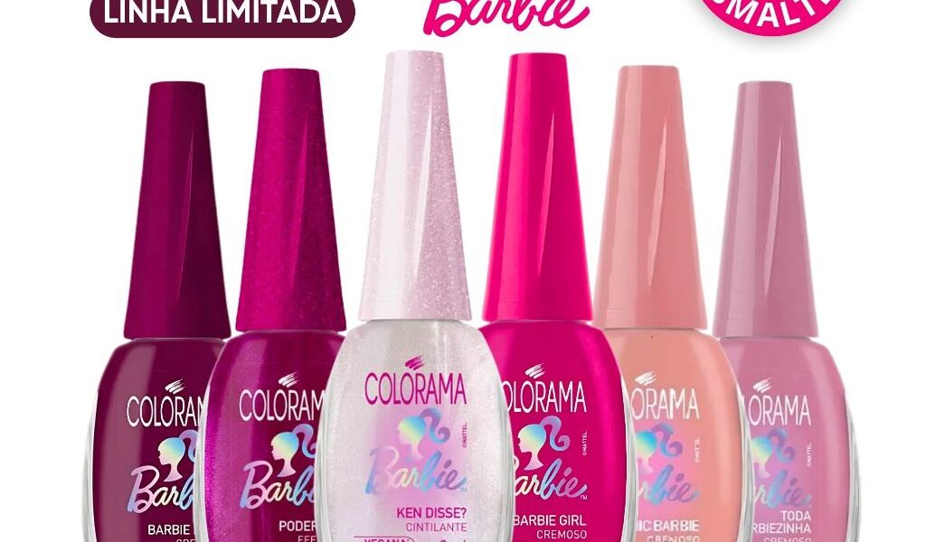 Kit Esmalte Barbie Lançamento Colorama 6 Cores Tons Rosas Glitter Limitado